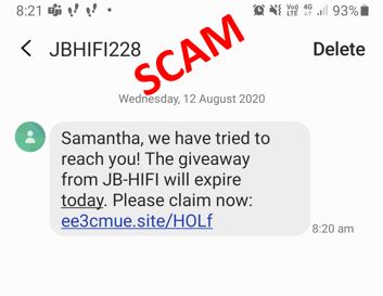 JB Hi-Fi giveaway scam