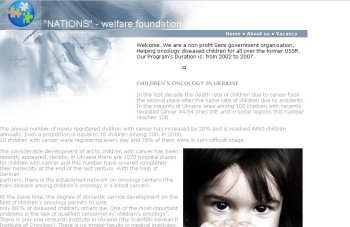A screen shot of the Nations welfare foundation scam website