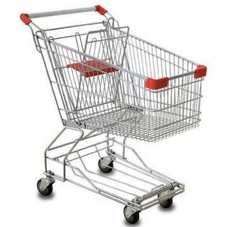 A metal shopping trolley