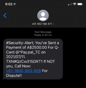 20210711 - screenshot of phishing SMS -7754 - v2-Paypal