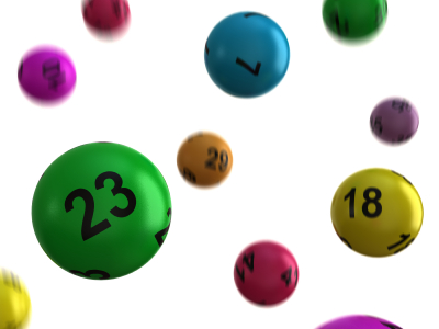 Colourful lotto balls bouncing on a white background 