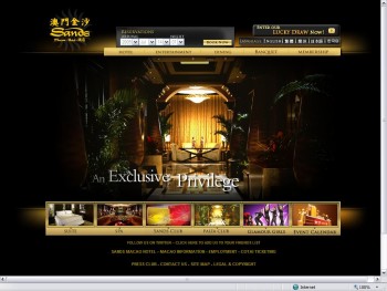 A screenshot of the Grand Sands scam website with an image of the lobby of a hotel.
