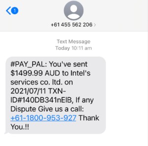 20210711 - screenshot of phishing SMS -7755 - v1-Paypal