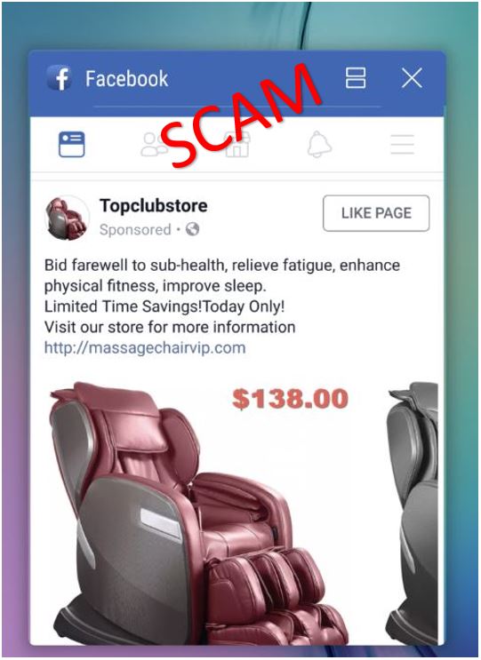 Fake massage chair and scooter websites