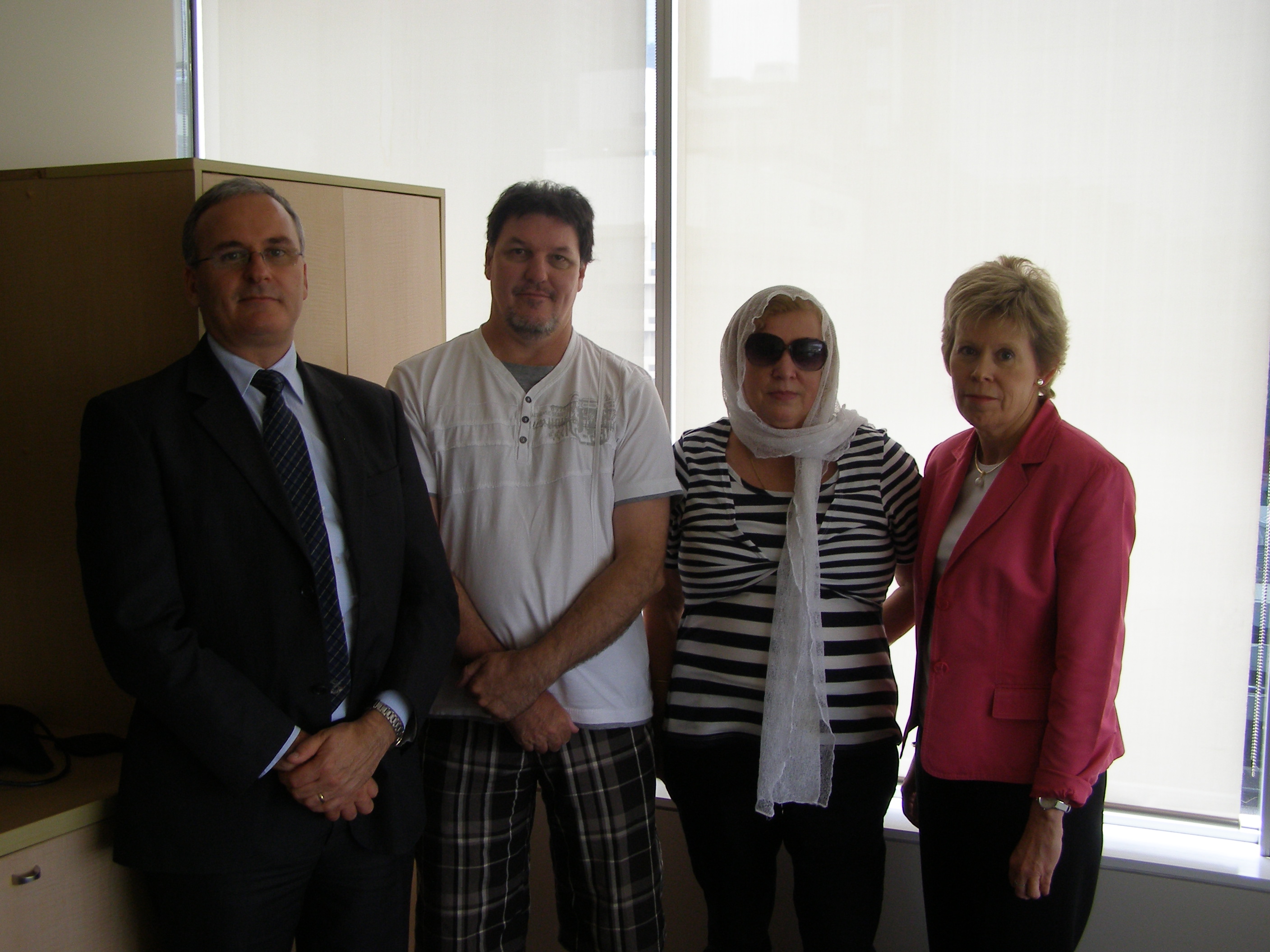 Dom Blackshaw from WA Police Fraud Squad, relationship fraud victims Paul and Wendy and Commissioner for Consumer Protection Anne Driscoll