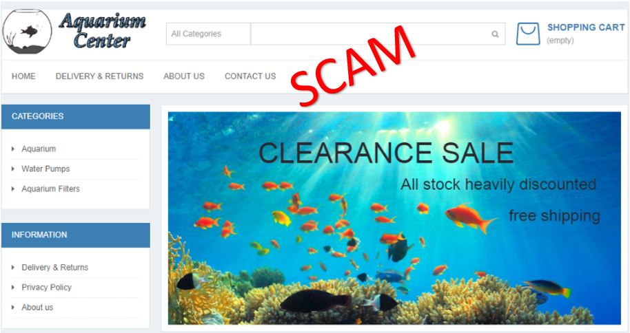 Aquarium fake website scam
