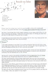 a scan of the Joseph von Jalan scam letter
