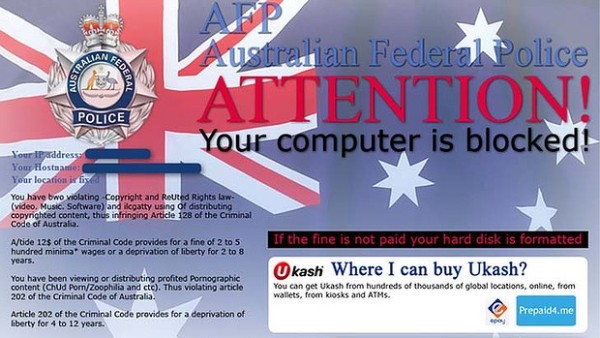 A screen shot of the AFP malware scam