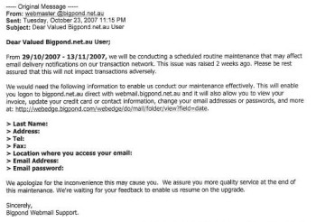 an example of a bigpond scam email